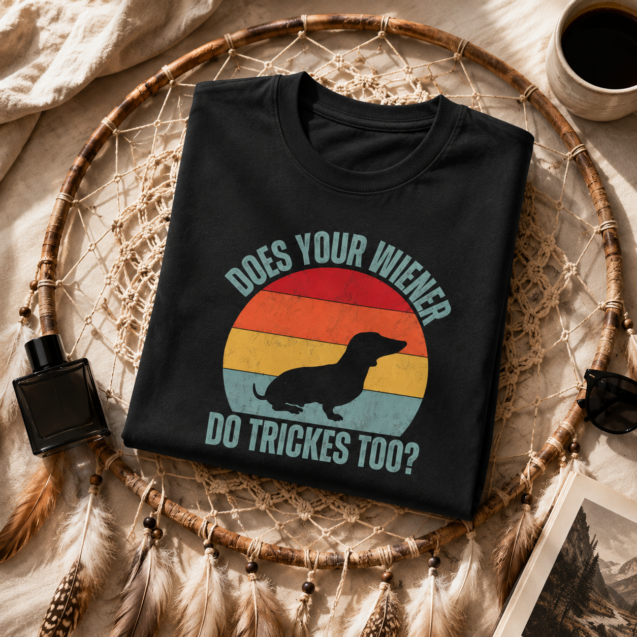 Funny Dachshund Wiener Dog Shirt, Retro Sausage Dog Graphic Tee, Does Your Wiener Do Tricks Too Shirt, Vintage Unisex Gift