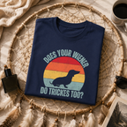 Funny Dachshund Wiener Dog Shirt, Retro Sausage Dog Graphic Tee, Does Your Wiener Do Tricks Too Shirt, Vintage Unisex Gift