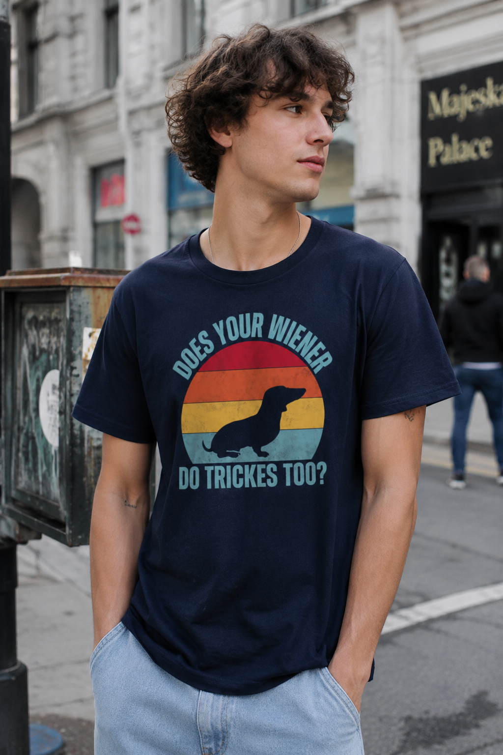 Funny Dachshund Wiener Dog Shirt, Retro Sausage Dog Graphic Tee, Does Your Wiener Do Tricks Too Shirt, Vintage Unisex Gift