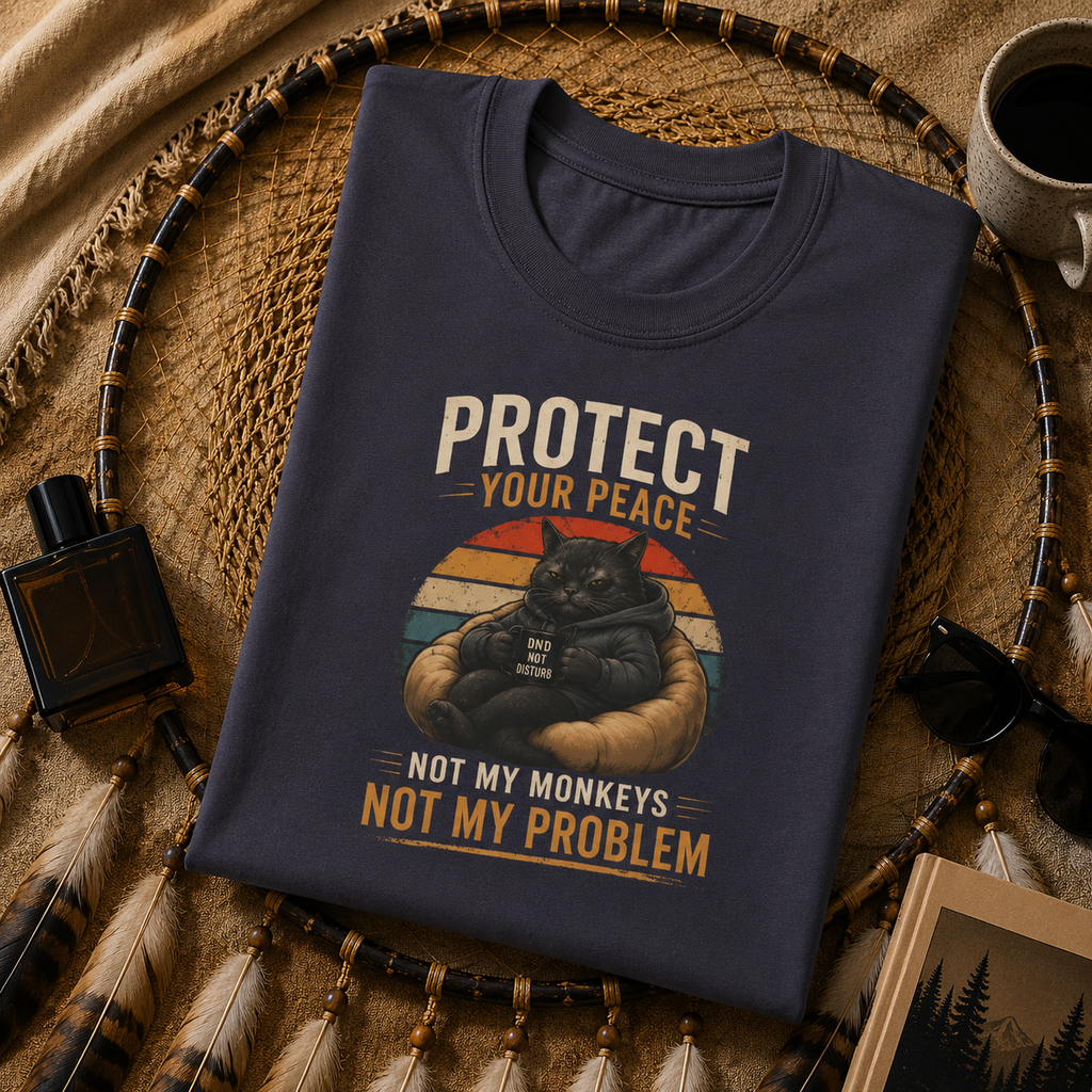 Protect Your Peace Funny Cat Tee Introvert Gift Mental Health Graphic Shirt