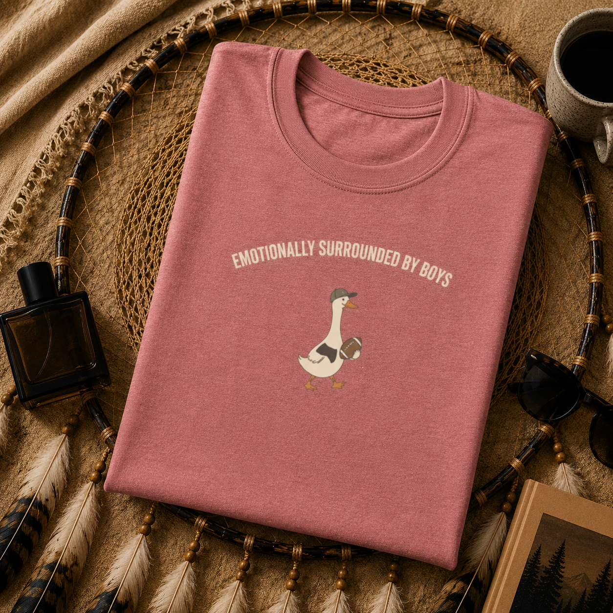Emotionally Surrounded by Boys Goose Graphic Tee Chaotic Girl Energy Vintage Shirt Tomboy Aesthetic Oversized Gift for Her