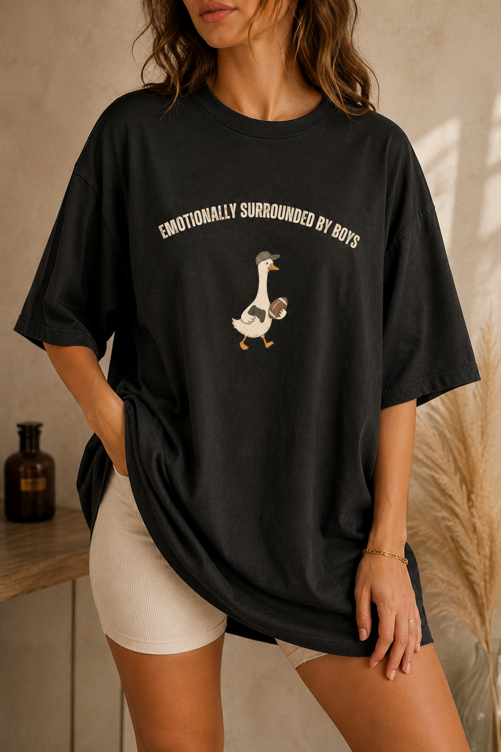 Emotionally Surrounded by Boys Goose Graphic Tee Chaotic Girl Energy Vintage Shirt Tomboy Aesthetic Oversized Gift for Her