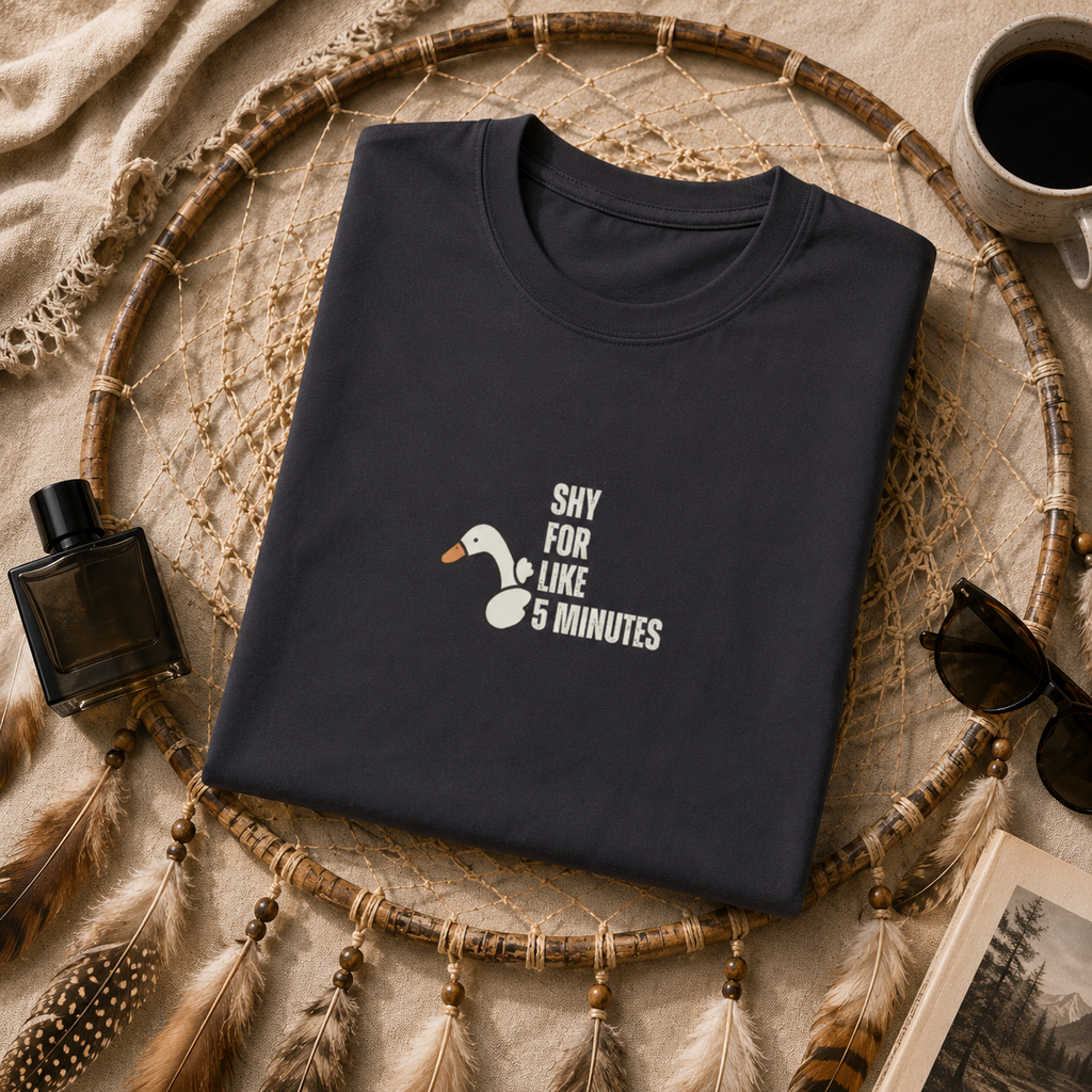 Shy For Like 5 Minutes Goose Graphic Tee, Introvert Humor Shirt, Funny Social Anxiety Aesthetic, Cute Minimalist Unisex Gift