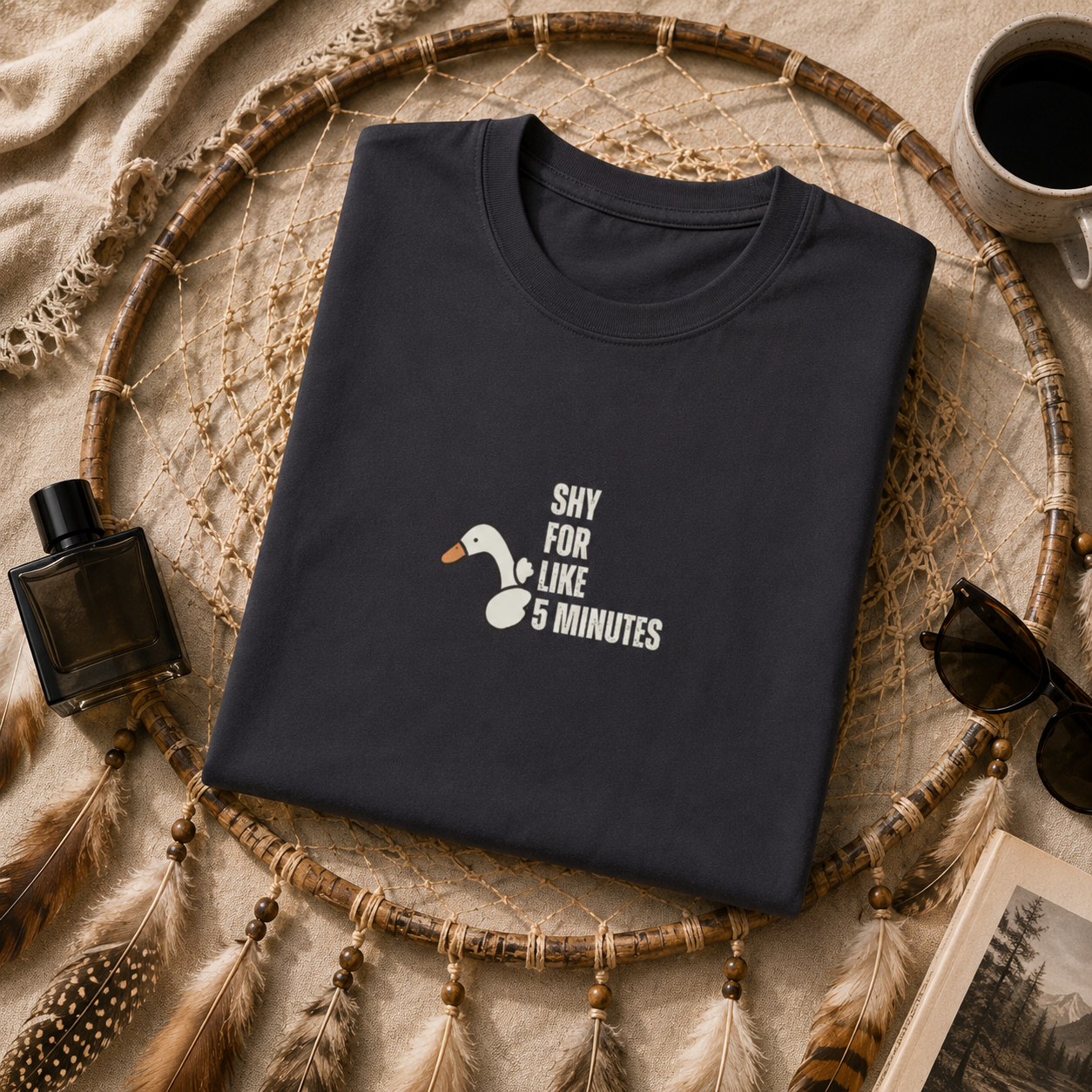 Shy For Like 5 Minutes Goose Graphic Tee, Introvert Humor Shirt, Funny Social Anxiety Aesthetic, Cute Minimalist Unisex Gift
