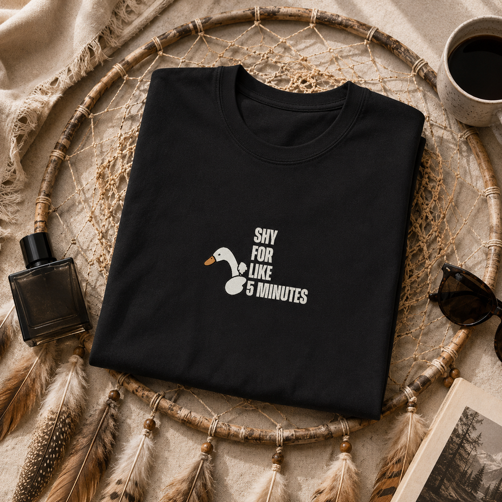 Shy For Like 5 Minutes Goose Graphic Tee, Introvert Humor Shirt, Funny Social Anxiety Aesthetic, Cute Minimalist Unisex Gift