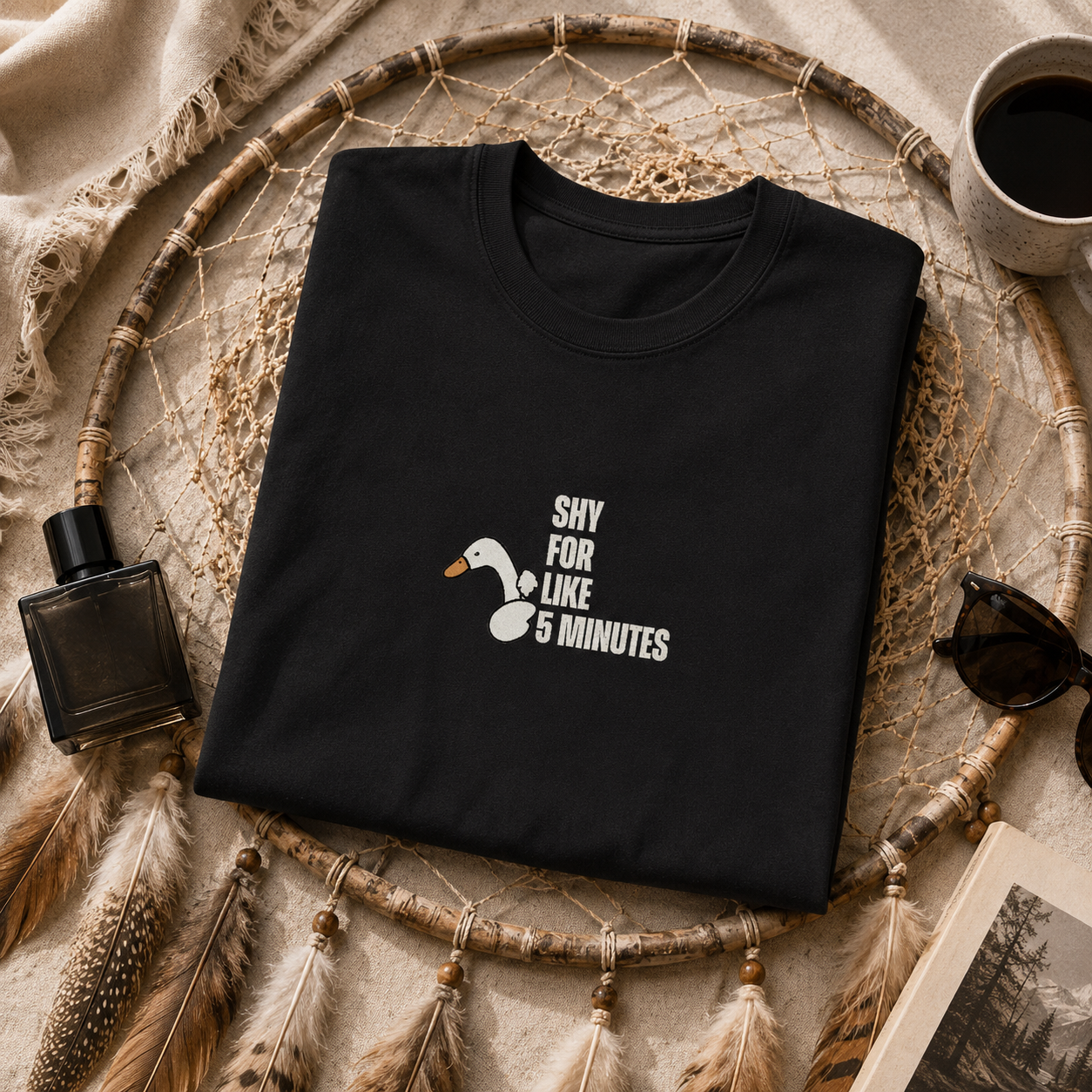 Shy For Like 5 Minutes Goose Graphic Tee, Introvert Humor Shirt, Funny Social Anxiety Aesthetic, Cute Minimalist Unisex Gift