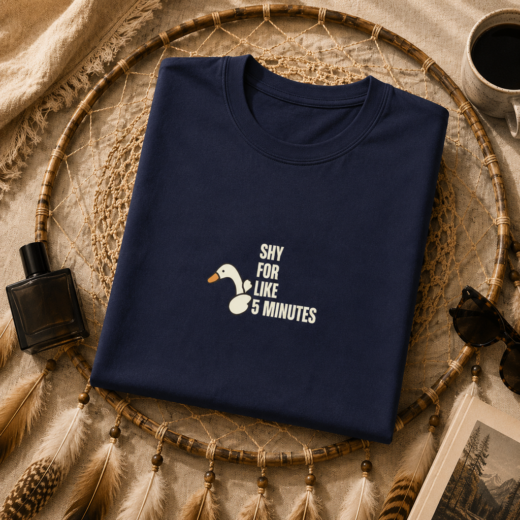 Shy For Like 5 Minutes Goose Graphic Tee, Introvert Humor Shirt, Funny Social Anxiety Aesthetic, Cute Minimalist Unisex Gift