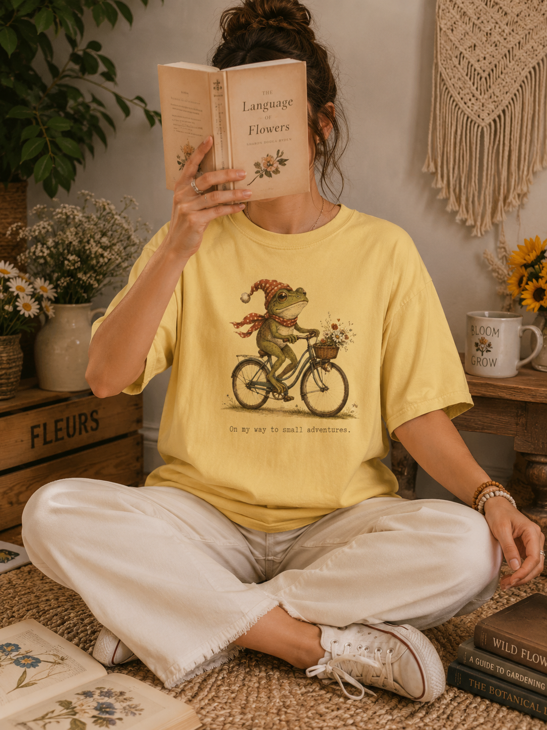 Frog Riding Bicycle Shirt, Cottagecore Whimsical Animal Graphic Tee