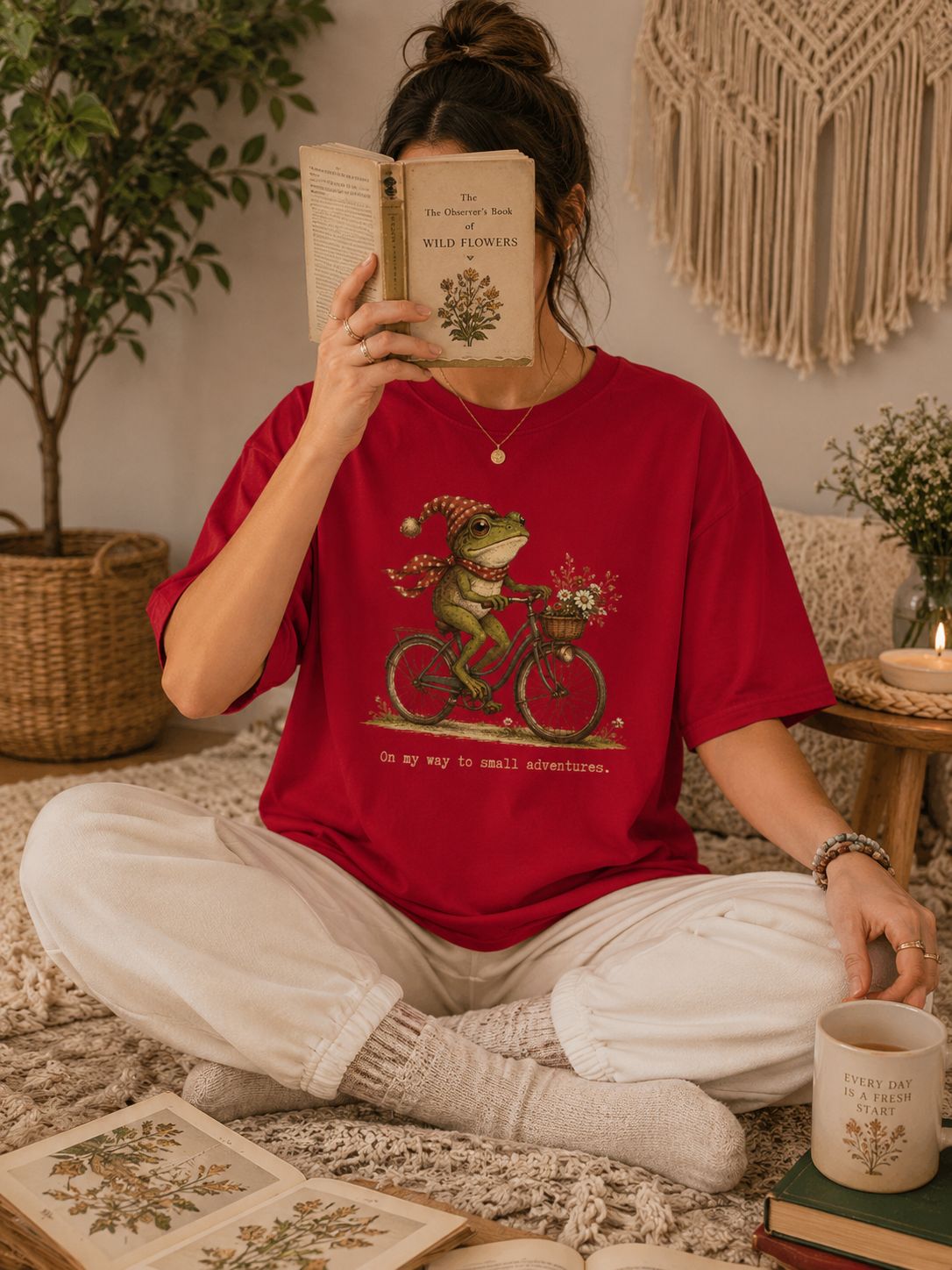 Frog Riding Bicycle Shirt, Cottagecore Whimsical Animal Graphic Tee