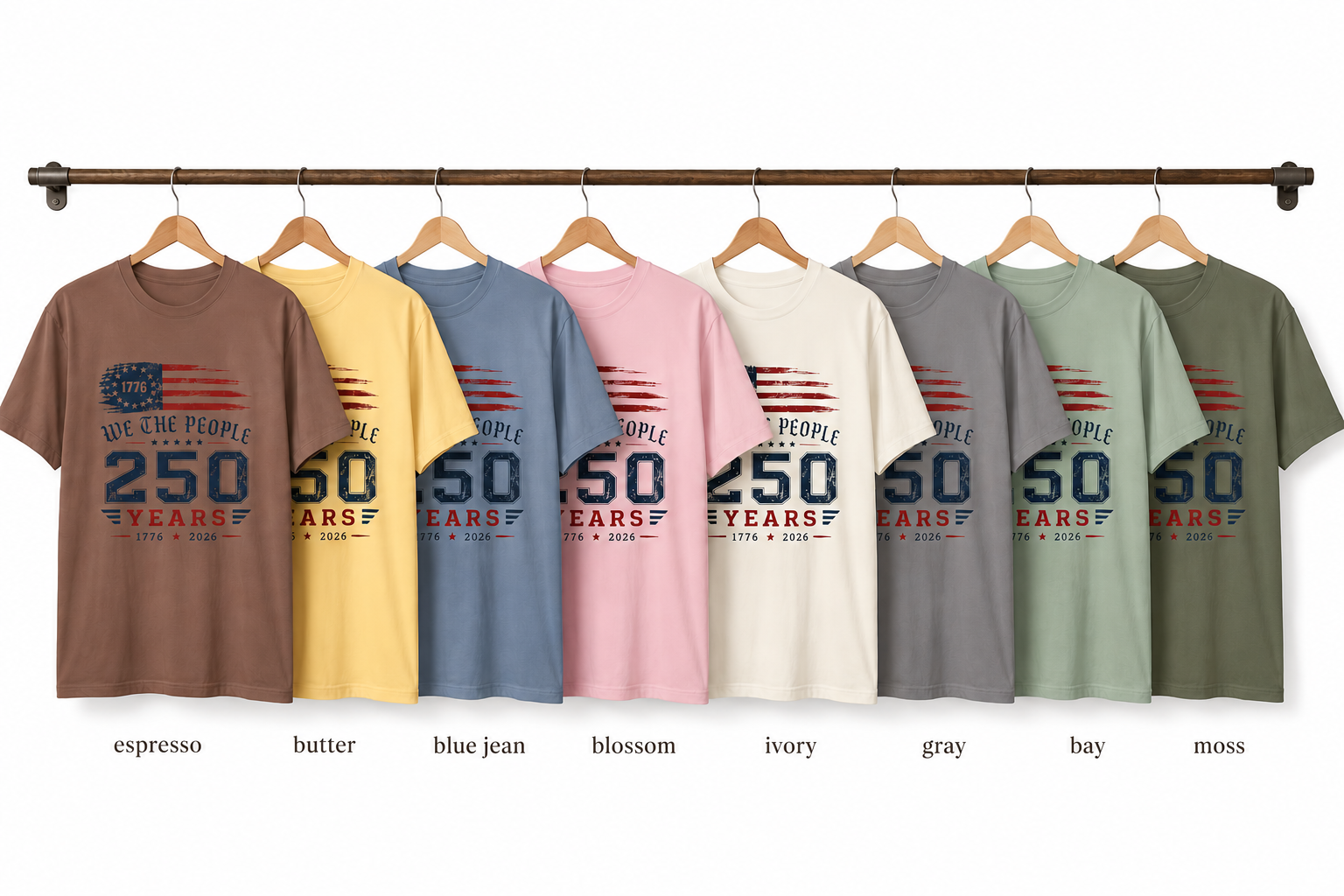 We The People 250 Years Shirt, Vintage USA Flag Tee, Patriotic America Pride T-Shirt