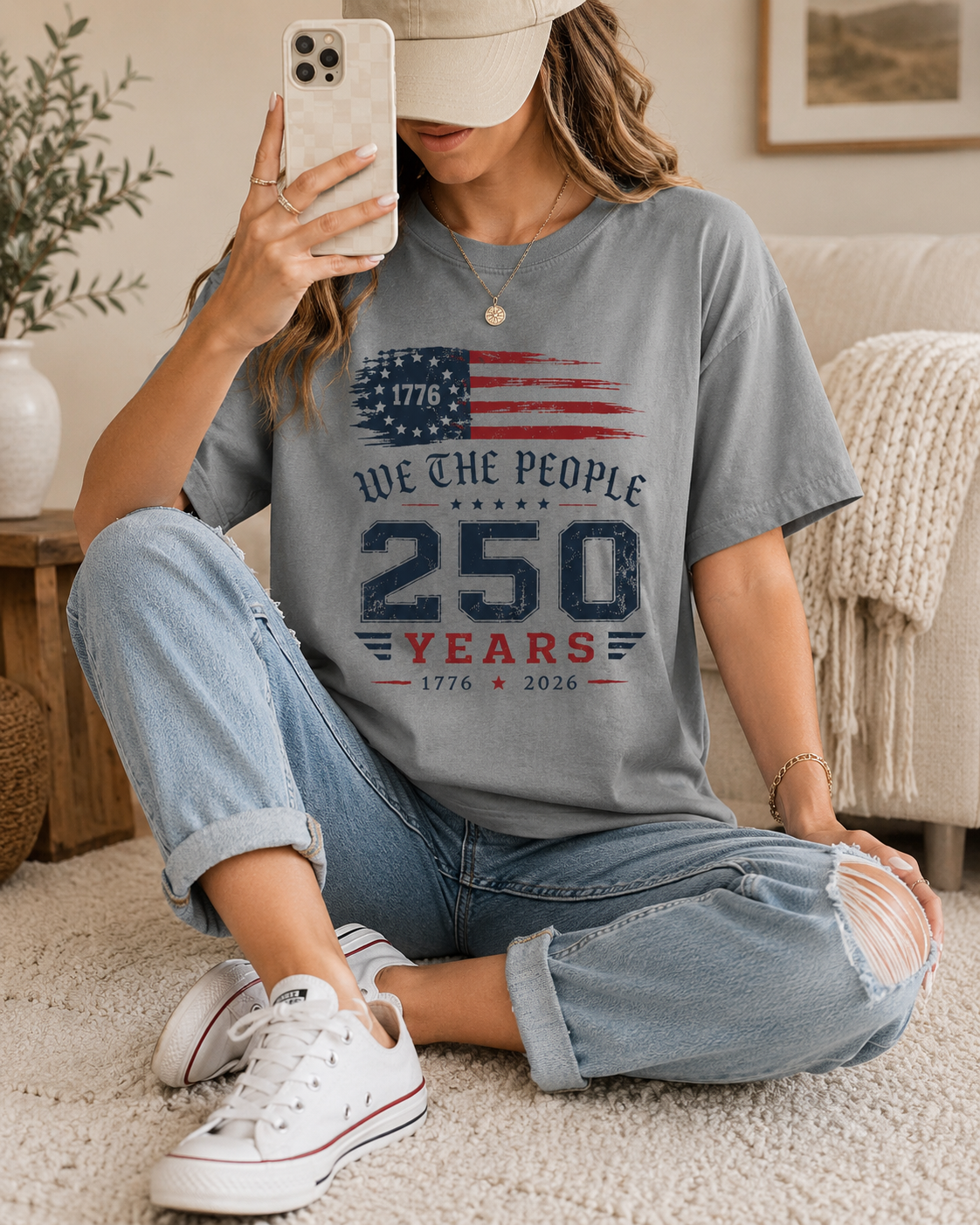 We The People 250 Years Shirt, Vintage USA Flag Tee, Patriotic America Pride T-Shirt