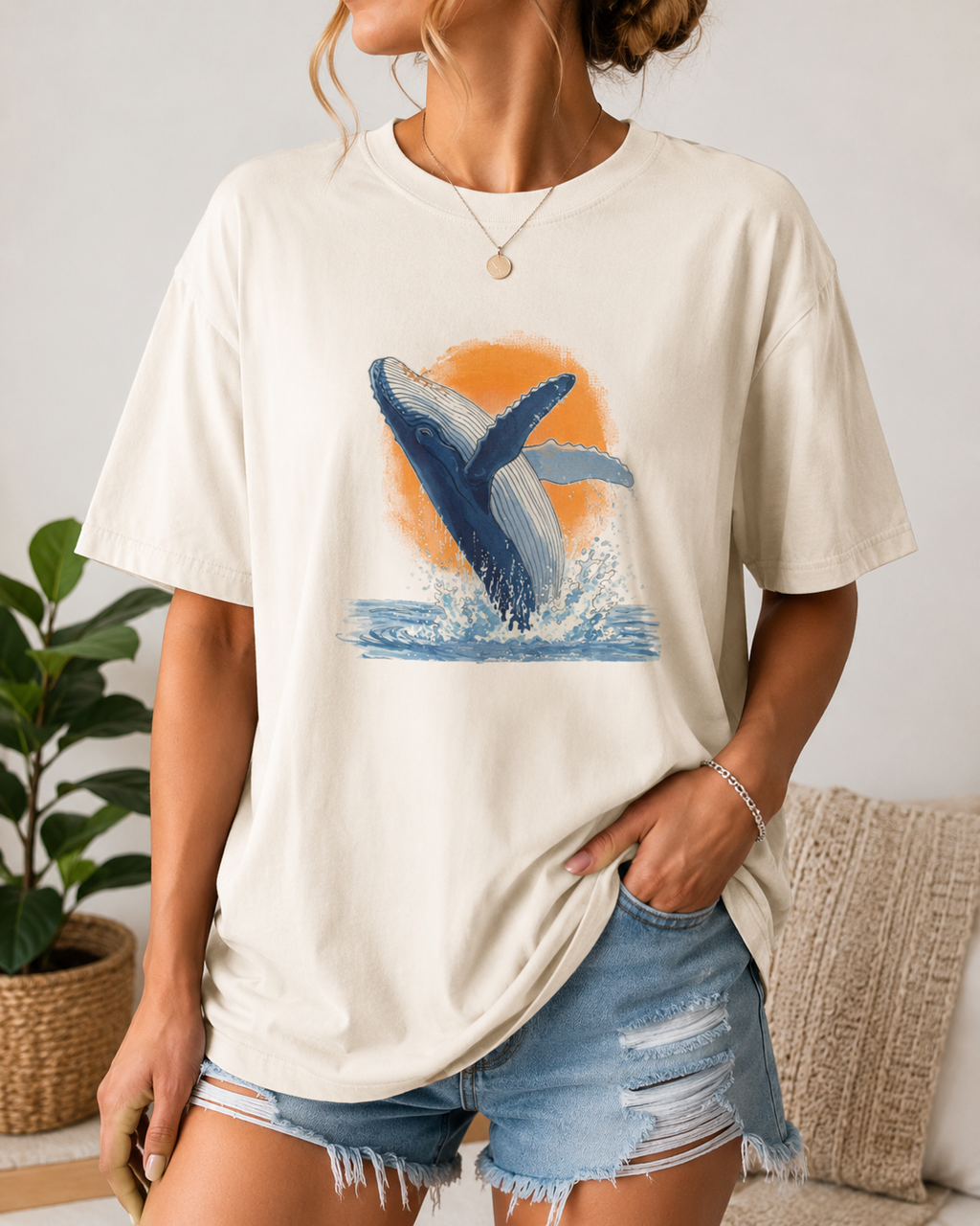 Humpback Whale Shirt, Ocean Sunrise Graphic Tee, Comfort Colors Marine Wildlife Top