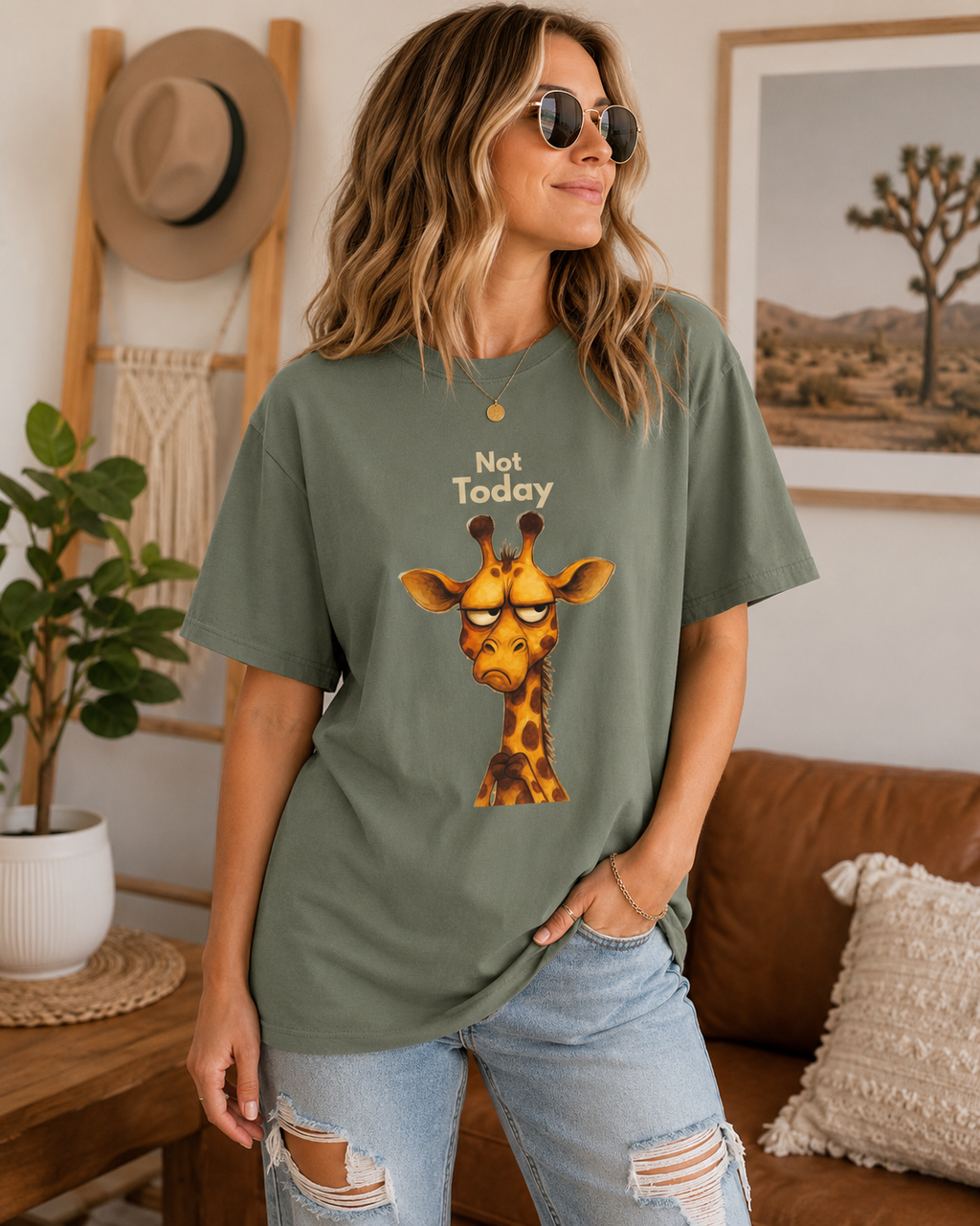 Not Today Giraffe Shirt, Funny Animal Tee, Introvert Humor Gift
