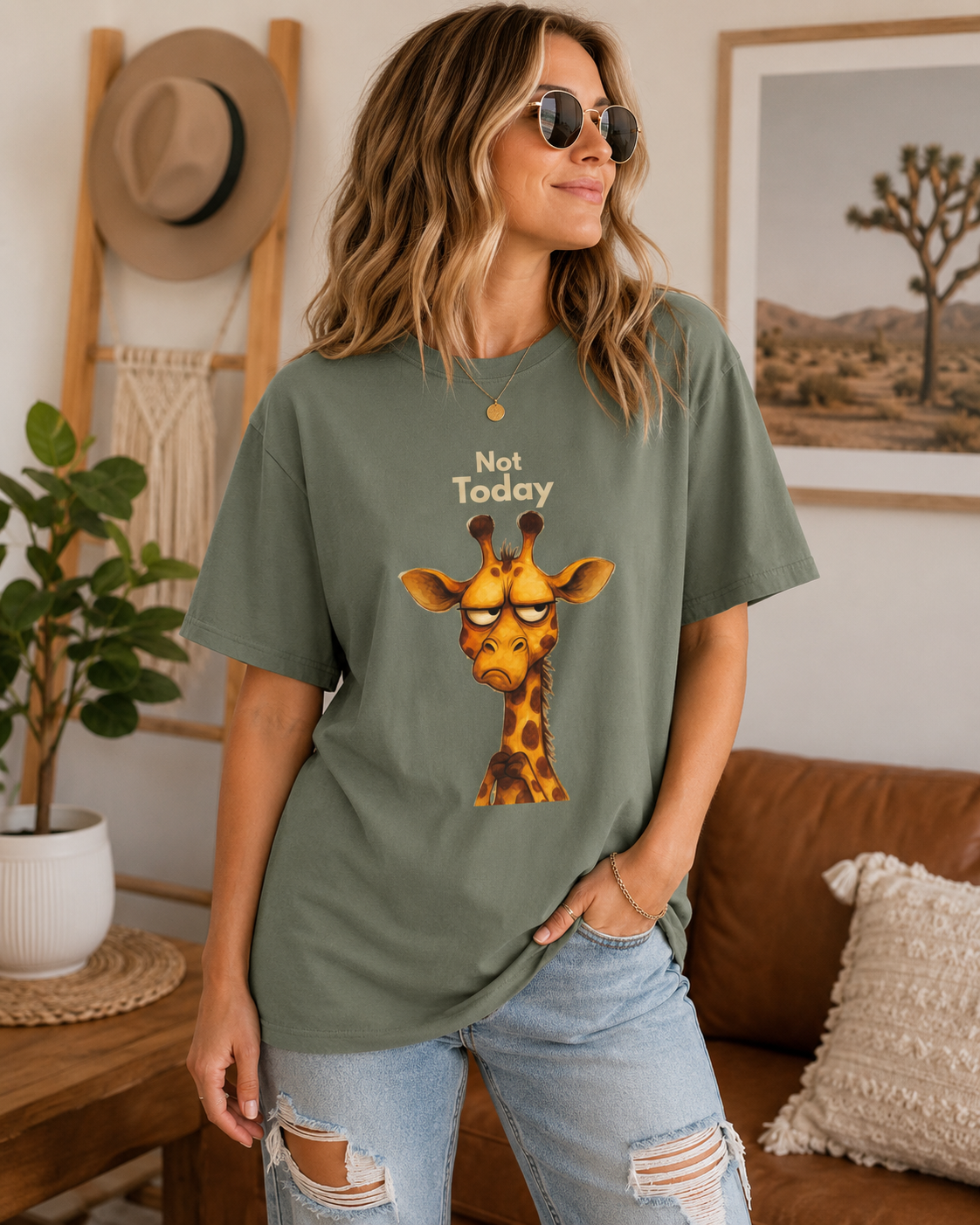 Not Today Giraffe Shirt, Funny Animal Tee, Introvert Humor Gift