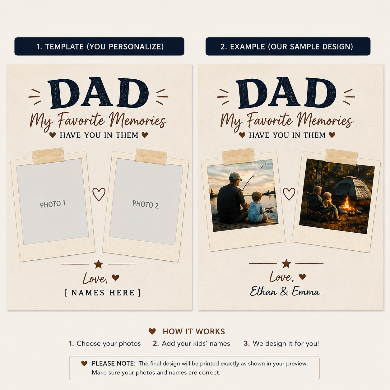 Custom Dad Photo Shirt, Personalized Memories Gift, Comfort Colors 1717 T-Shirt