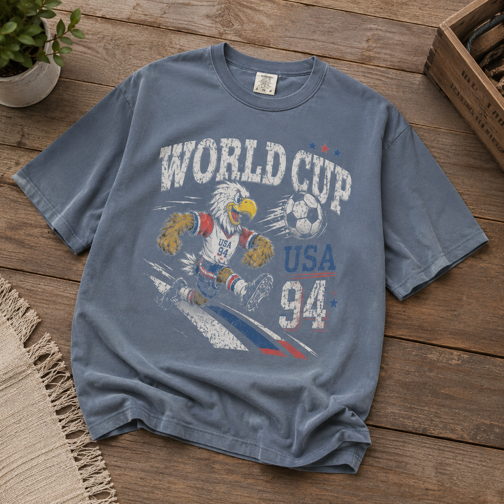 Vintage USA 94 Soccer Eagle Graphic Tee, Retro World Cup Football Shirt