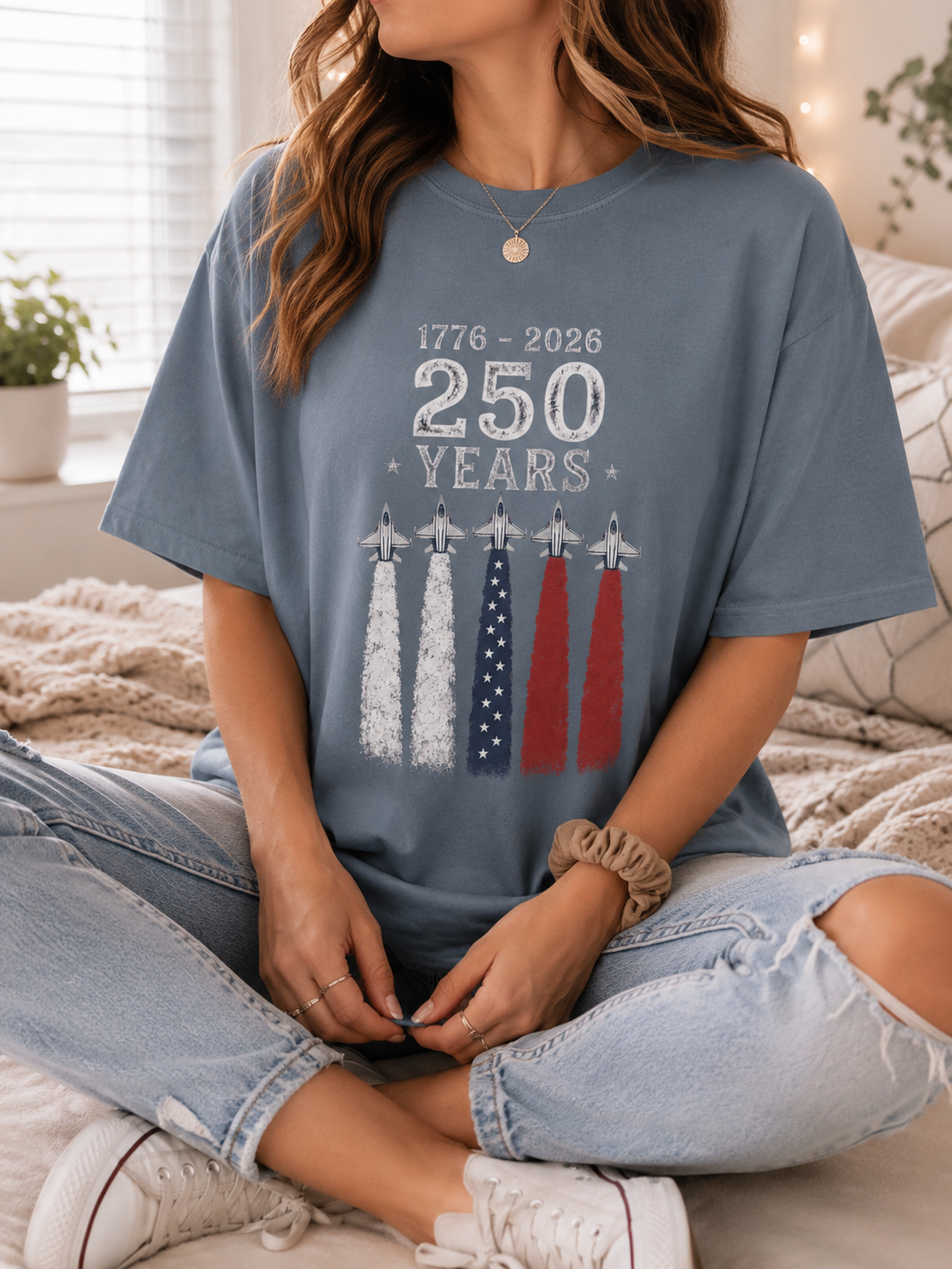 America 250 Years Patriotic Tee, 1776-2026 Distressed USA Pride Shirt