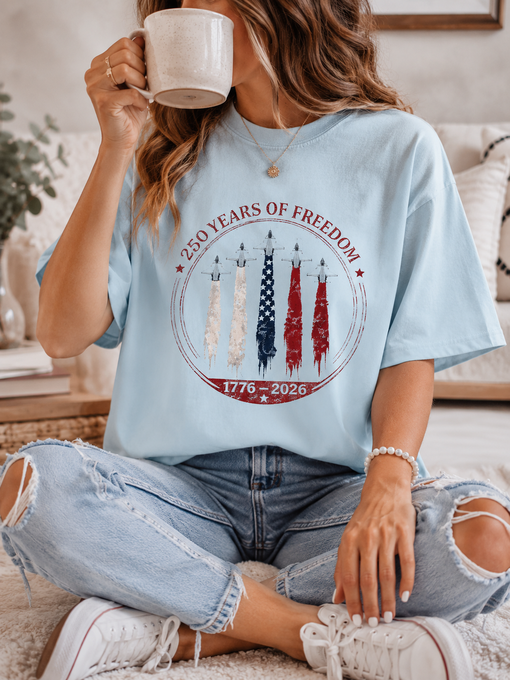 America 250 Years Patriotic Tee, 1776-2026 Distressed USA Pride Shirt