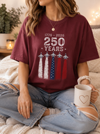 America 250 Years Patriotic Tee, 1776-2026 Distressed USA Pride Shirt