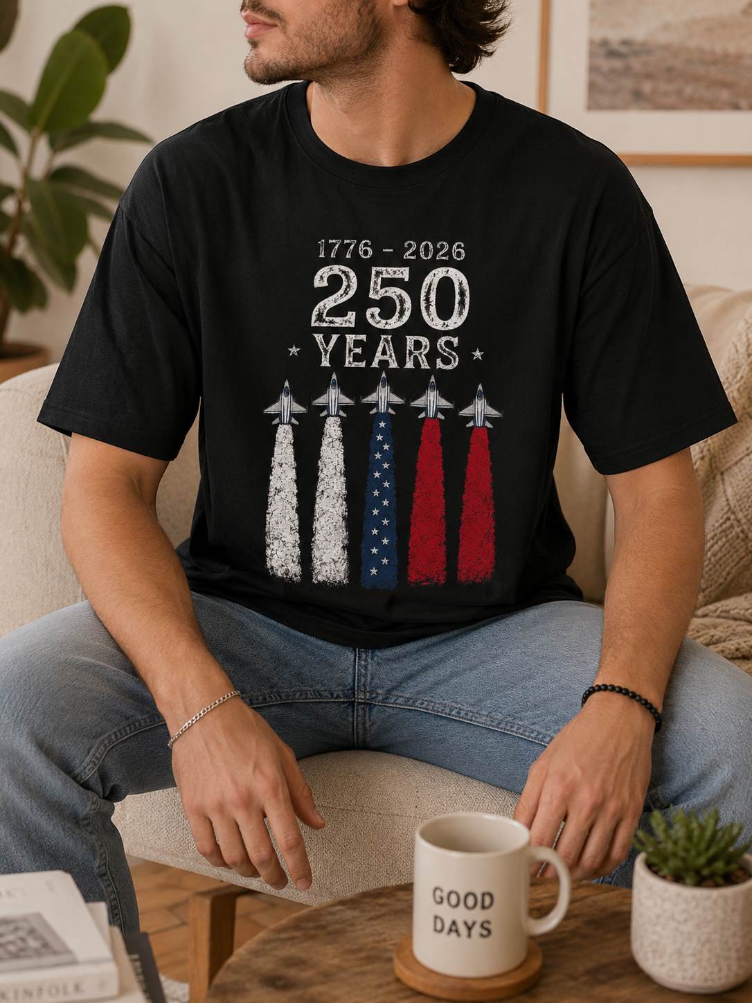 America 250 Years Patriotic Tee, 1776-2026 Distressed USA Pride Shirt