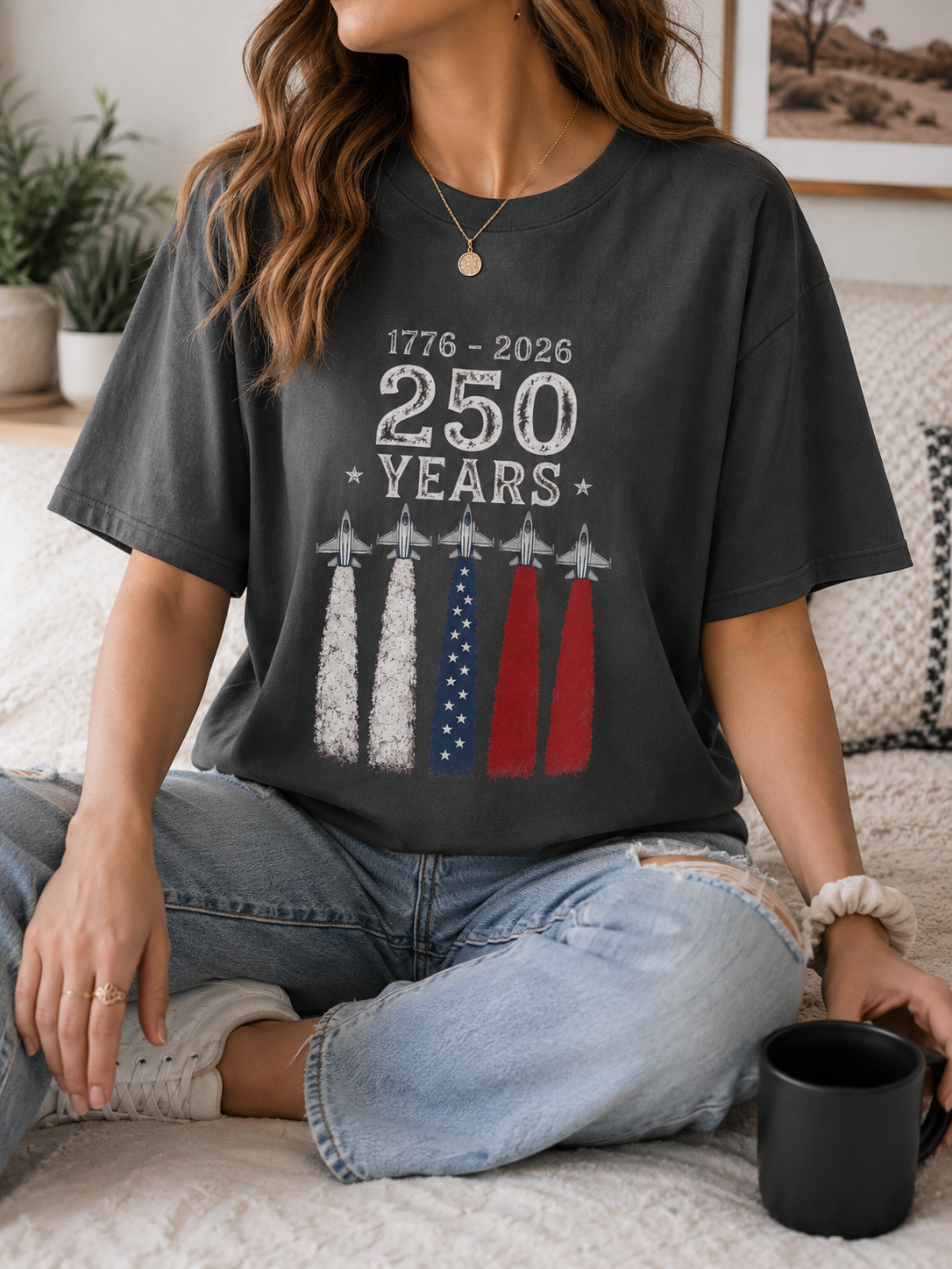 America 250 Years Patriotic Tee, 1776-2026 Distressed USA Pride Shirt