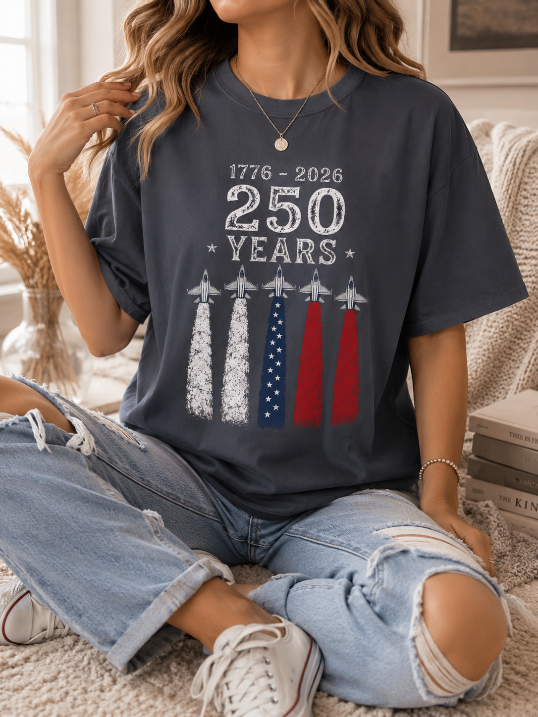 America 250 Years Patriotic Tee, 1776-2026 Distressed USA Pride Shirt