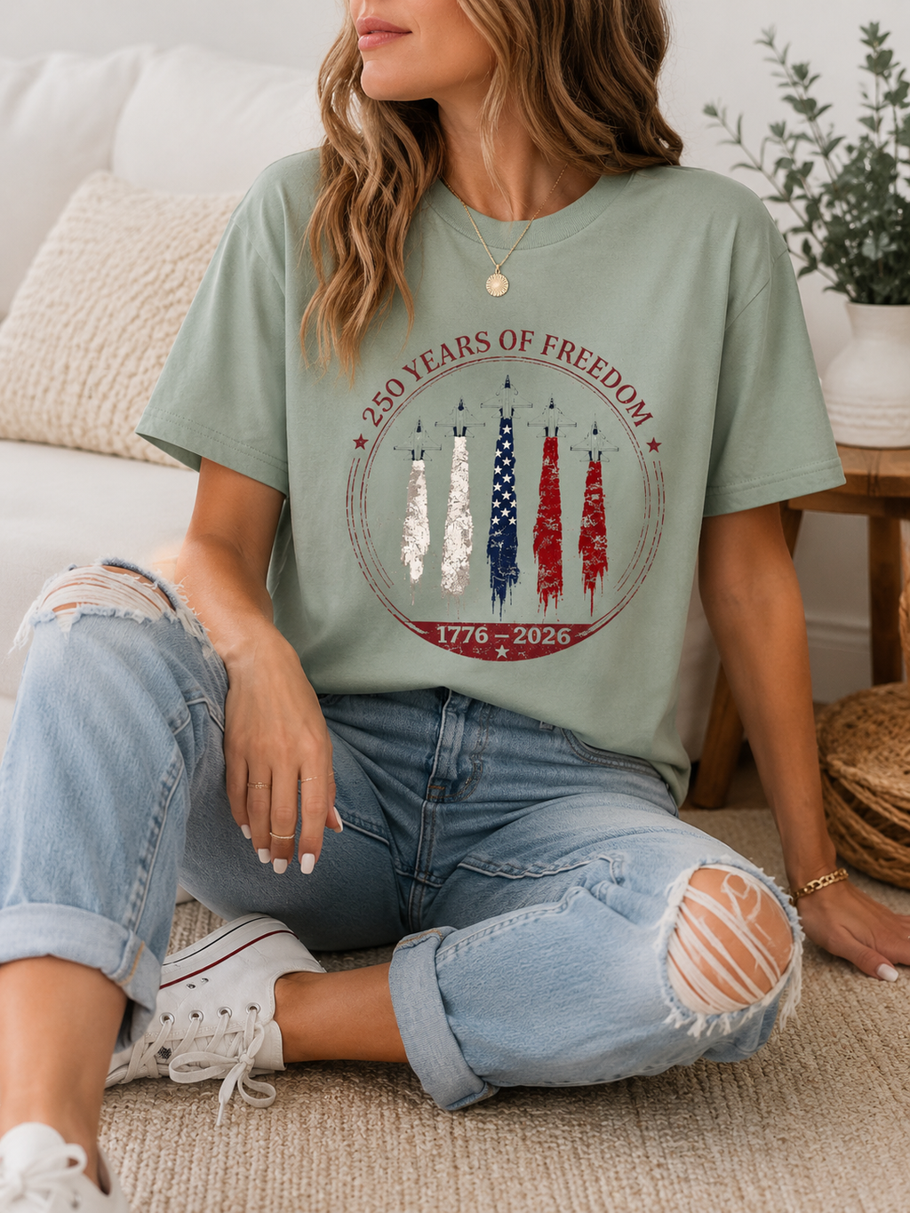 America 250 Years Patriotic Tee, 1776-2026 Distressed USA Pride Shirt