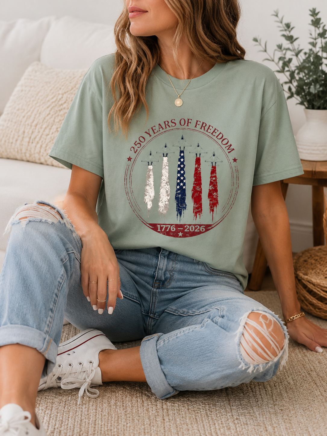 America 250 Years Patriotic Tee, 1776-2026 Distressed USA Pride Shirt