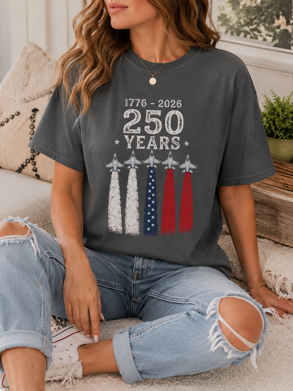 America 250 Years Patriotic Tee, 1776-2026 Distressed USA Pride Shirt