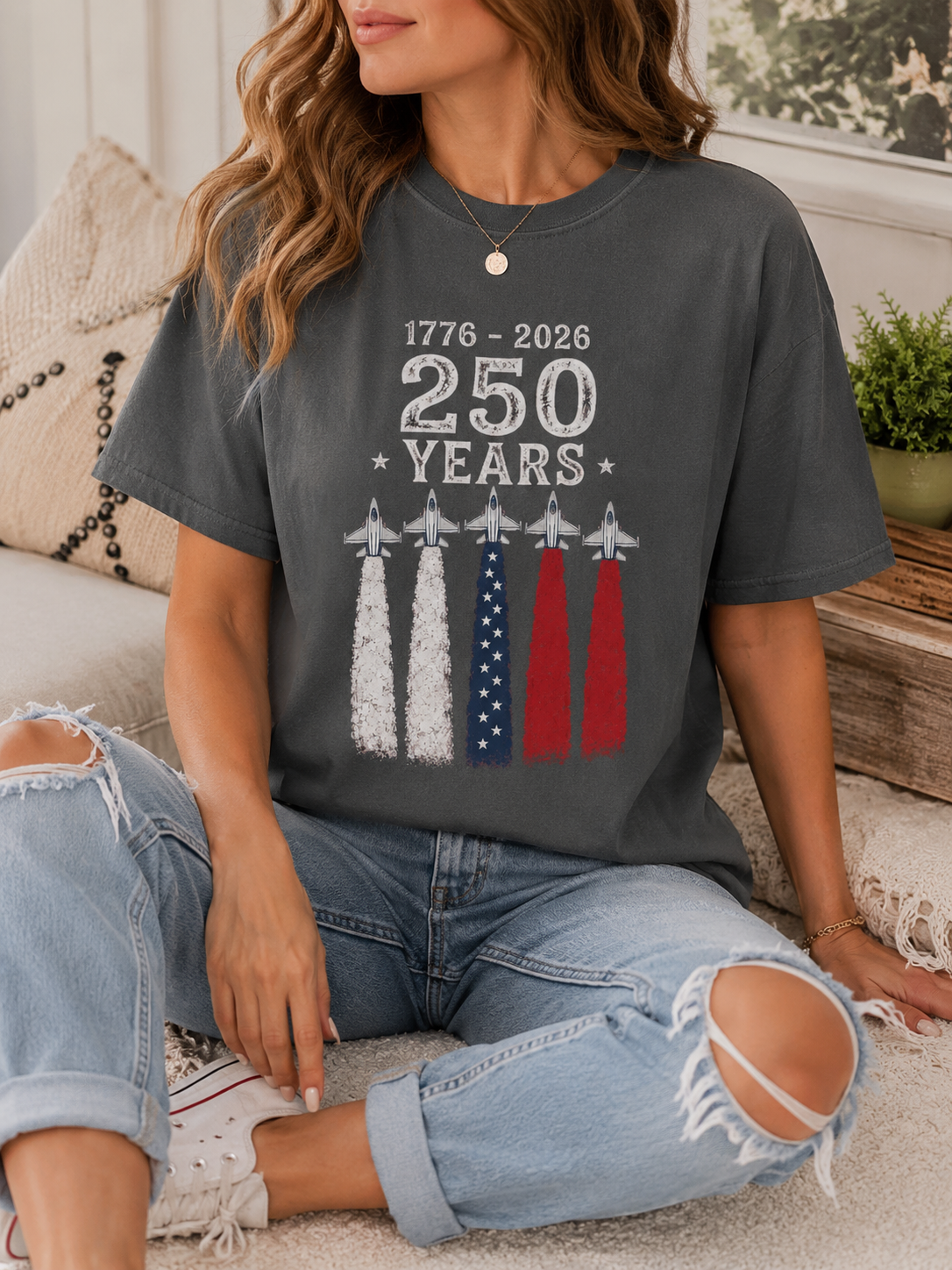 America 250 Years Patriotic Tee, 1776-2026 Distressed USA Pride Shirt