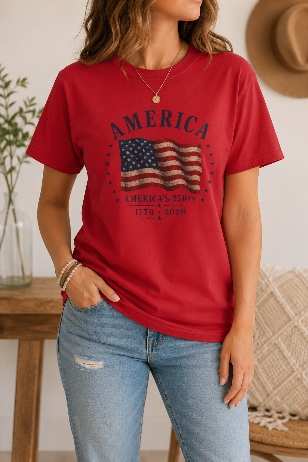 America 250th Anniversary Shirt, Vintage Flag Tee, Patriotic 1776-2026 Comfort Colors