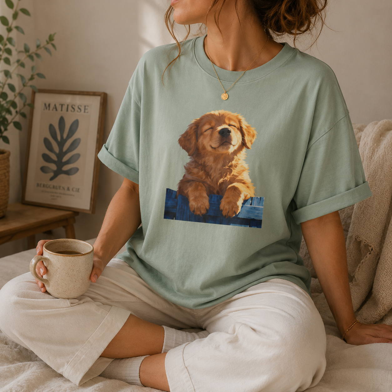 Golden Retriever Puppy T-Shirt, Smiling Dog Lover Tee, Comfort Colors Pet Mom Graphic