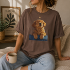 Golden Retriever Puppy T-Shirt, Smiling Dog Lover Tee, Comfort Colors Pet Mom Graphic