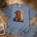 Golden Retriever Puppy T-Shirt, Smiling Dog Lover Tee, Comfort Colors Pet Mom Graphic