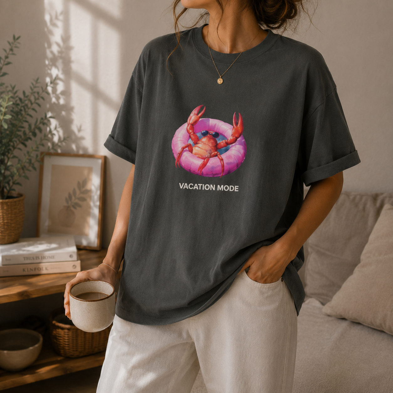 Vacation Mode Crab Graphic Tee, Coastal Summer Beach Shirt, Comfort Colors® Cruise Top