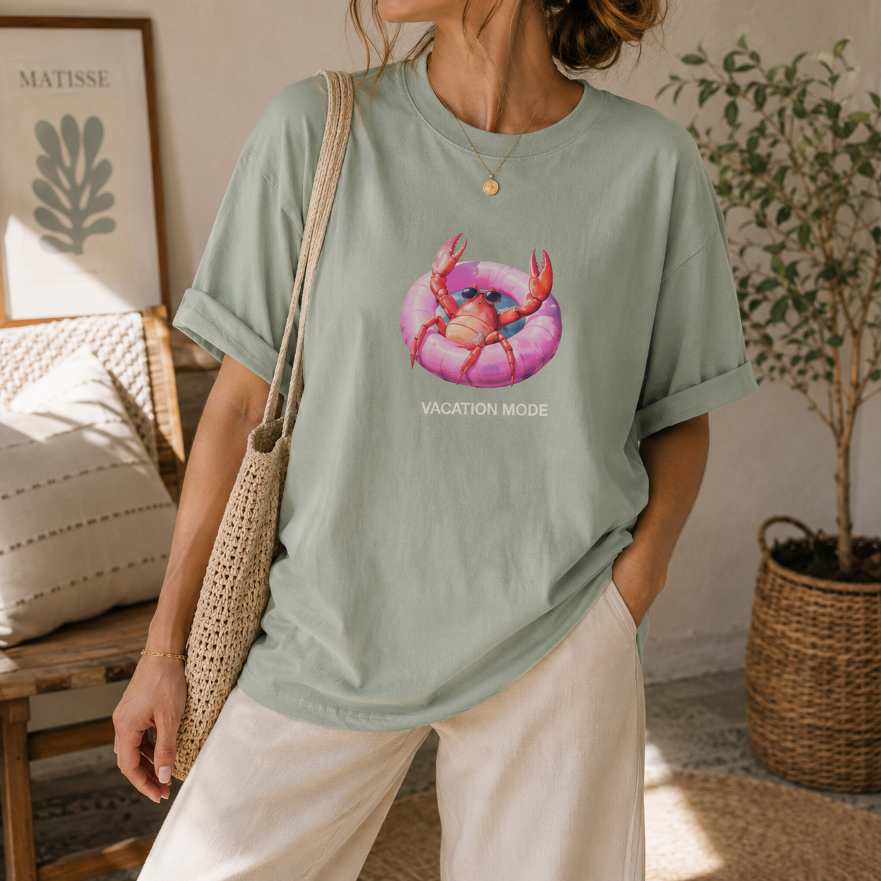 Vacation Mode Crab Graphic Tee, Coastal Summer Beach Shirt, Comfort Colors® Cruise Top