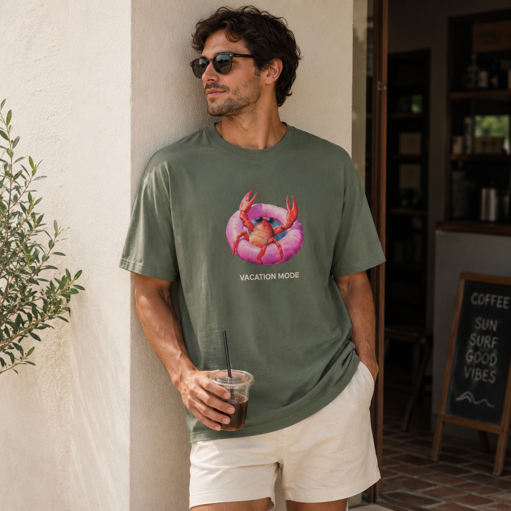 Vacation Mode Crab Graphic Tee, Coastal Summer Beach Shirt, Comfort Colors® Cruise Top