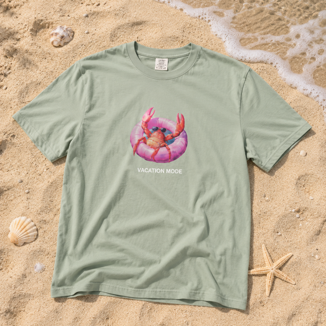 Vacation Mode Crab Graphic Tee, Coastal Summer Beach Shirt, Comfort Colors® Cruise Top