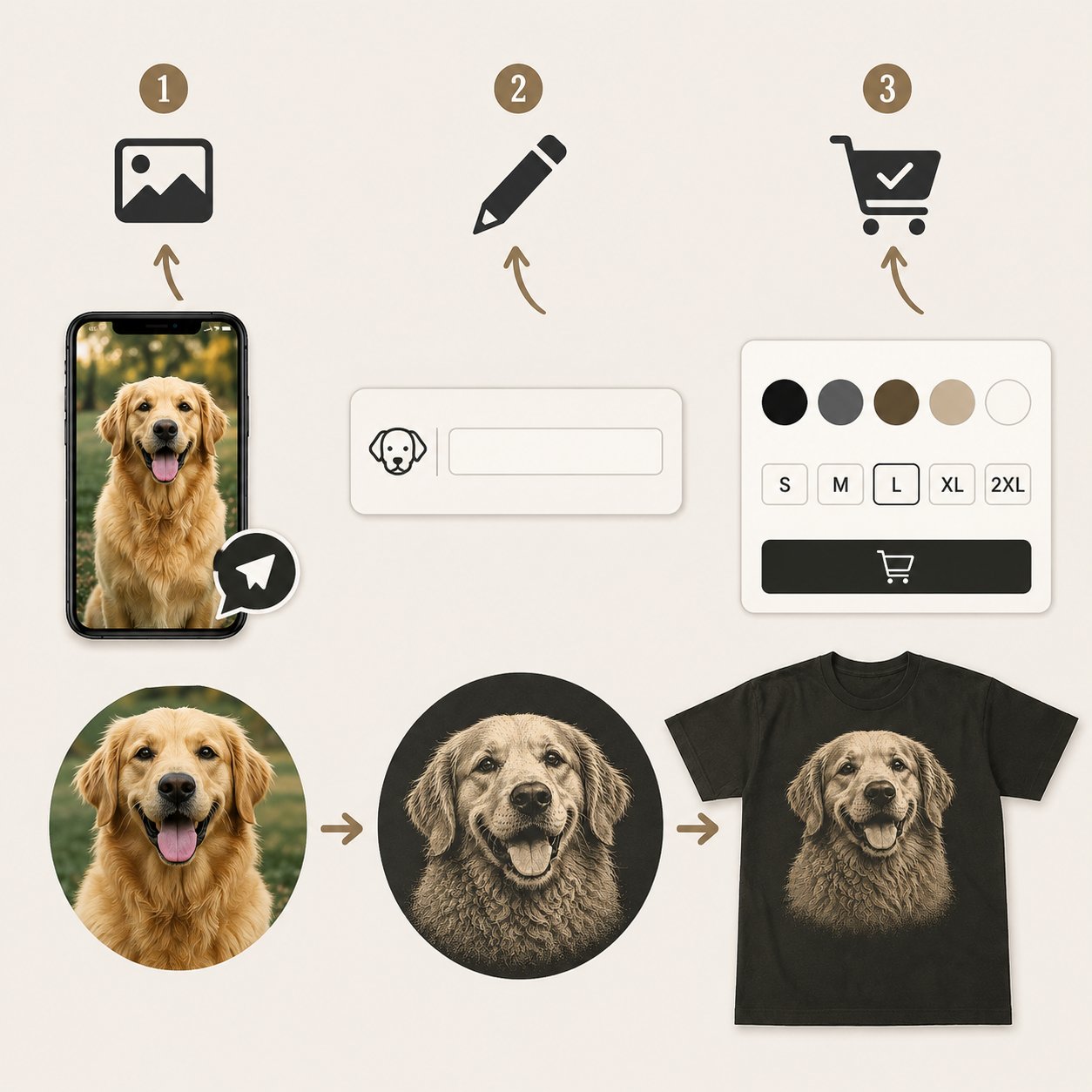 Custom Dog Portrait Comfort Colors® Tee, Personalized Pet Photo Shirt