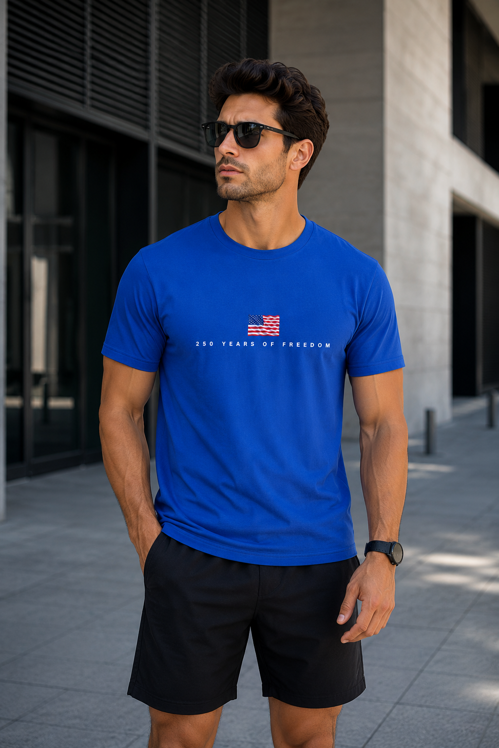 Minimalist American Flag 250 Years Freedom Tee, Patriotic USA Performance Shirt