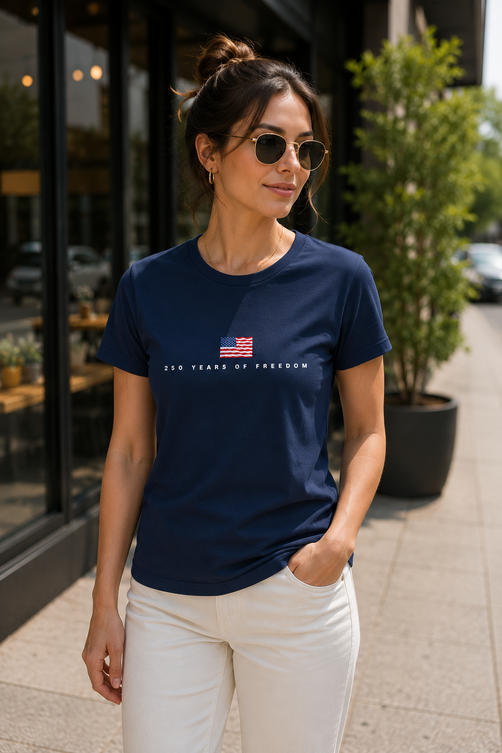 Minimalist American Flag 250 Years Freedom Tee, Patriotic USA Performance Shirt