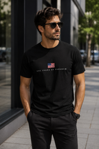 Minimalist American Flag 250 Years Freedom Tee, Patriotic USA Performance Shirt