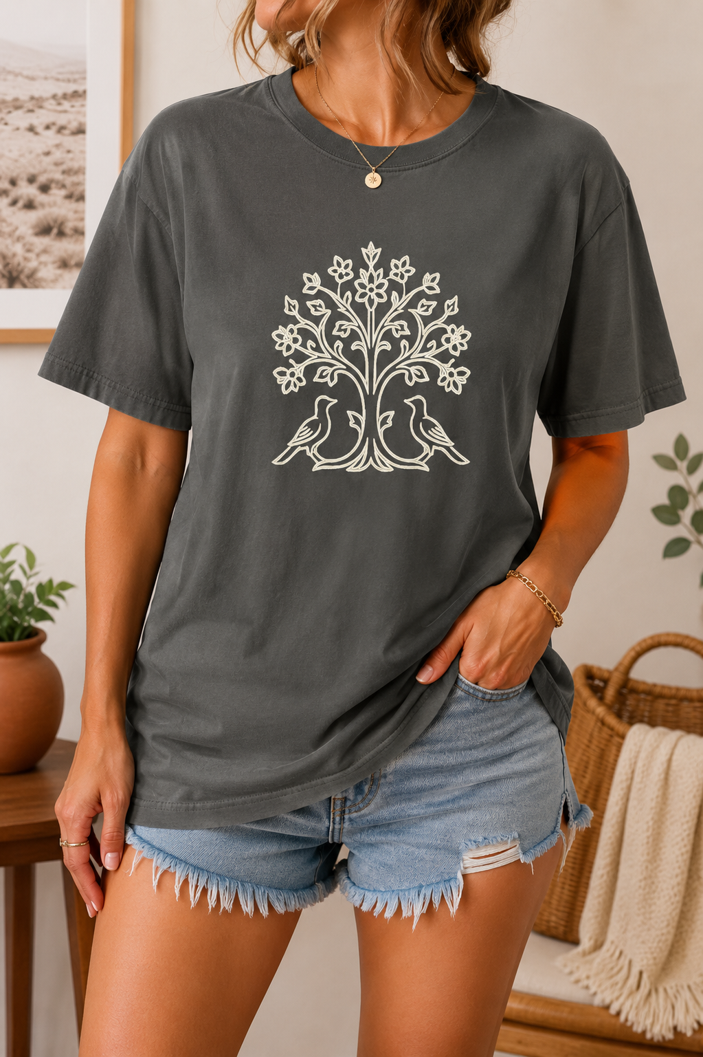 Persian Tree of Life Shirt, Ancient Symbol Tee, Iranian Heritage, Garment-Dyed Cotton