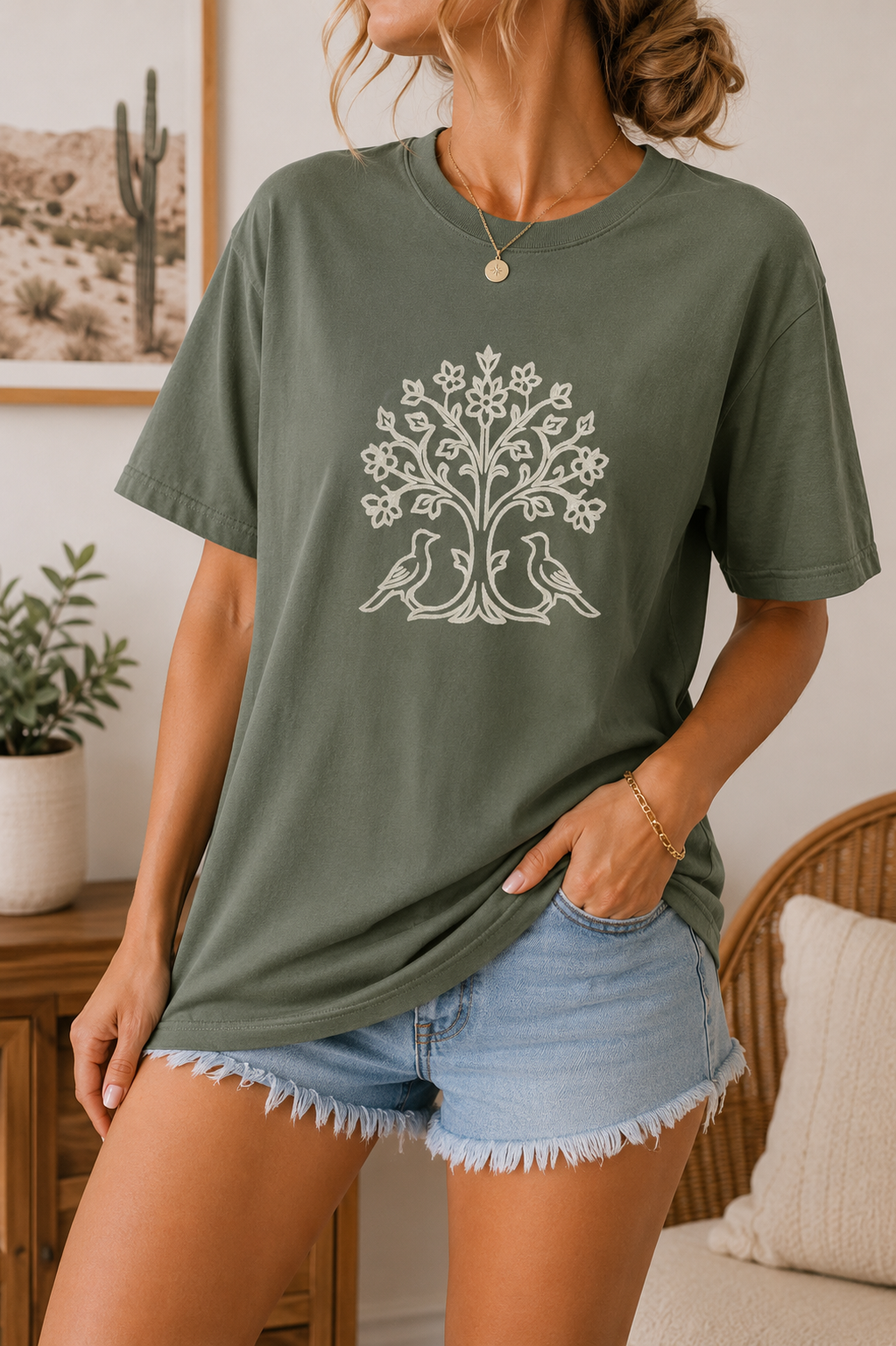 Persian Tree of Life Shirt, Ancient Symbol Tee, Iranian Heritage, Garment-Dyed Cotton