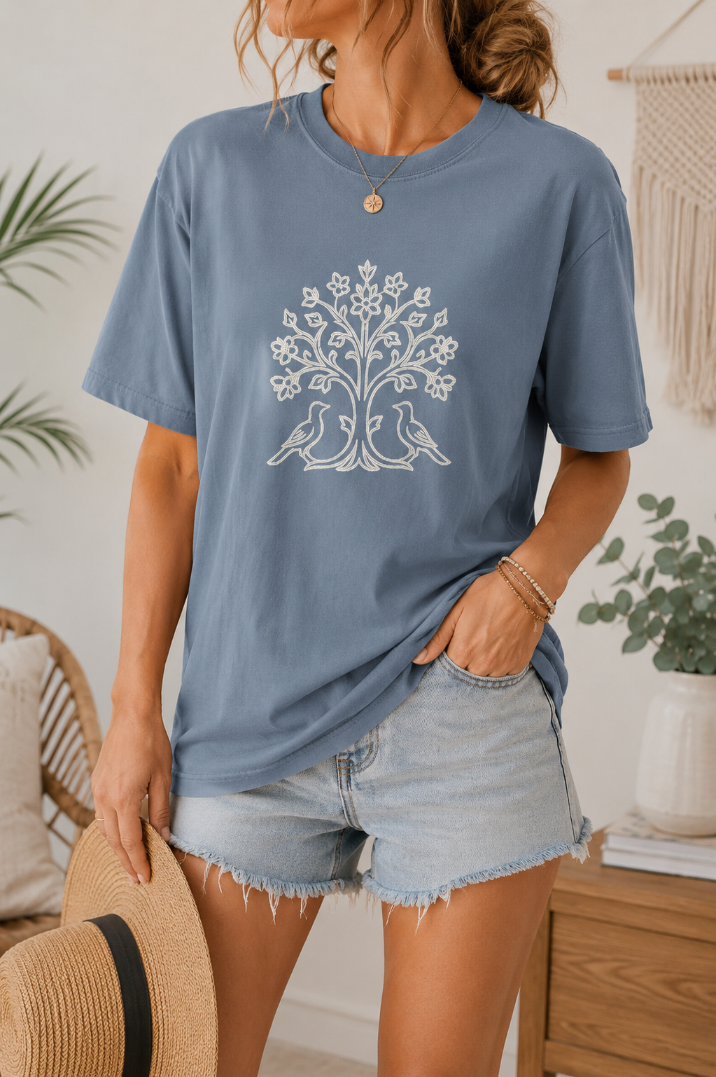 Persian Tree of Life Shirt, Ancient Symbol Tee, Iranian Heritage, Garment-Dyed Cotton