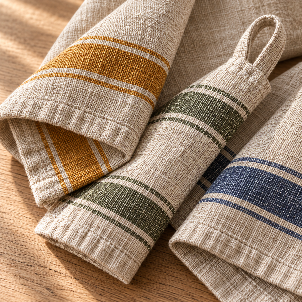 Vintage Striped European Linen Kitchen Towel