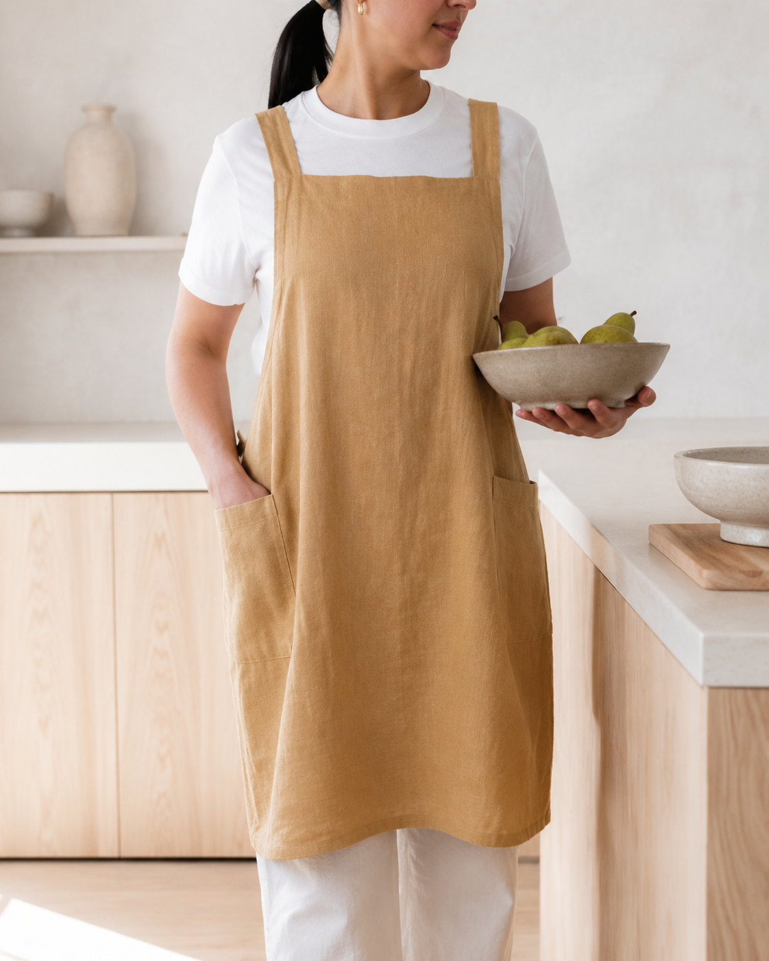 Japanese-Style Linen Kitchen Apron