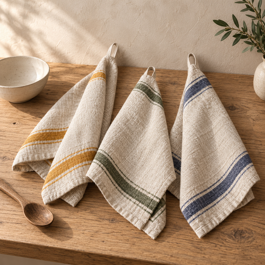 Vintage Striped European Linen Kitchen Towel