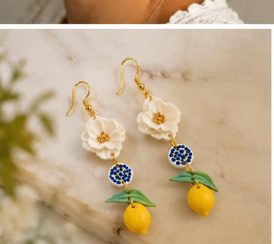 Lemon Bloom Drop Earrings
